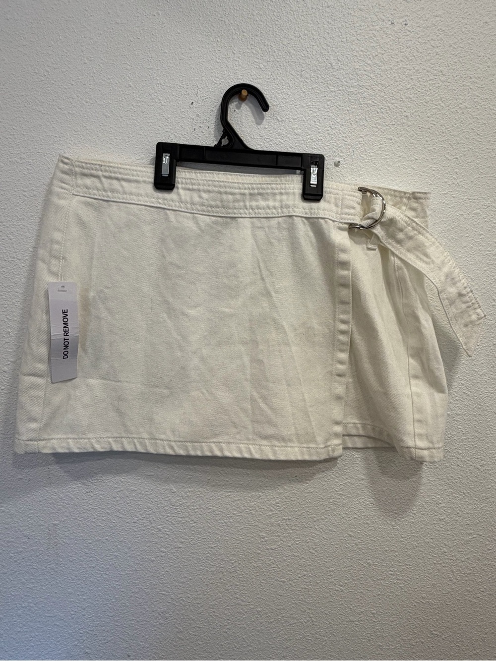 Princess Polly White Denim Wrap Mini Skirt with D-Ring Tie